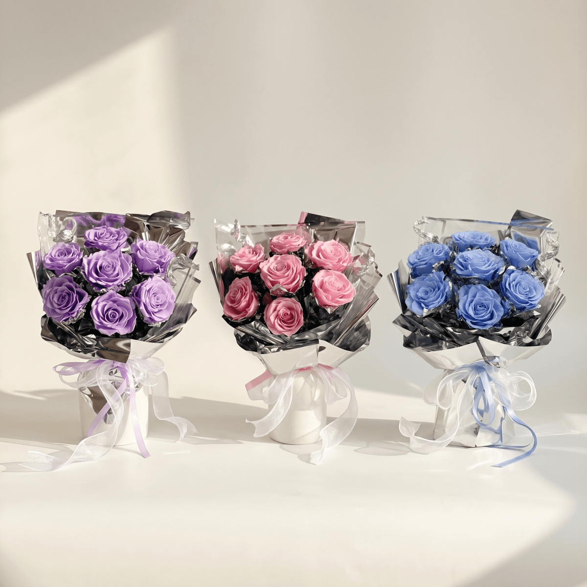 Galaxy 7 Rose Preserved Flower Bouquet - Flowers - Galaxy - Pink - Preserved Flowers & Fresh Flower Florist Gift Store