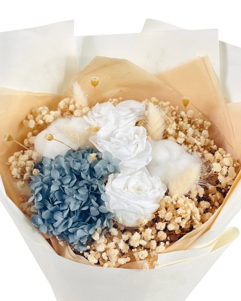 Kaitlyn (Preserved Bouquet) - Flowers - White - Preserved Flowers & Fresh Flower Florist Gift Store