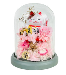 Maneki - Neko 招き猫 Bell Dome (Pink) - Flowers - Preserved Flowers & Fresh Flower Florist Gift Store