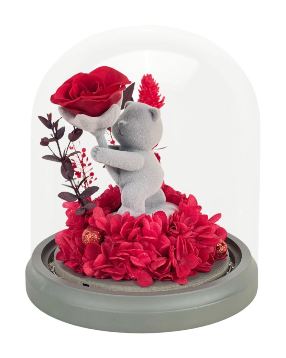 Proposal Bear Red Rose Bouquet - Flowers - Preserved Flowers & Fresh Flower Florist Gift Store