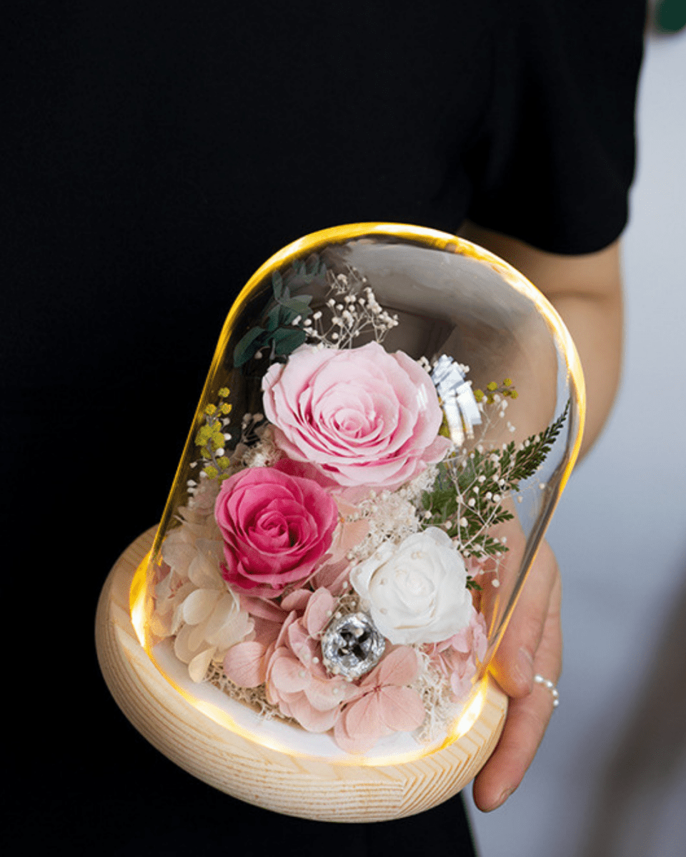 Sora Preserved Flower Dome - Flowers - Cherry Pink - Preserved Flowers & Fresh Flower Florist Gift Store