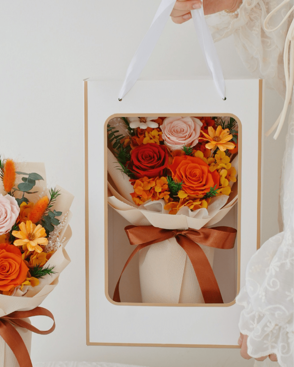 Valentine's Day Mixed 3 Roses Bouquet - Flowers - Amber - Preserved Flowers & Fresh Flower Florist Gift Store