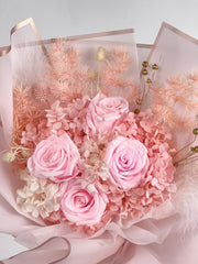 Yume - Pink Roses & Hydrangea Preserved Flower Bouquet - Flowers - Preserved Flowers & Fresh Flower Florist Gift Store