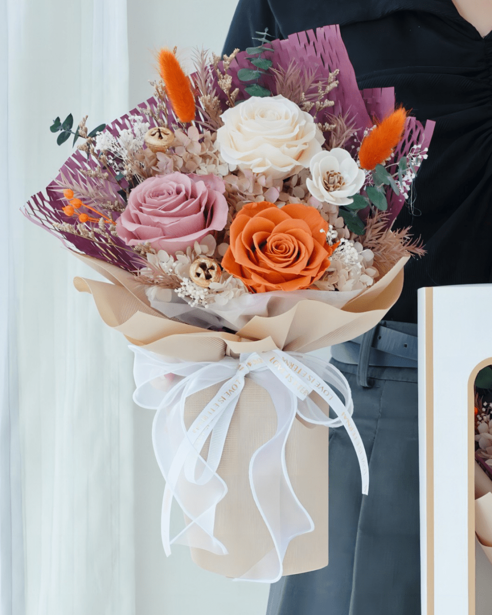 Yume Preserved Flower - Flowers - Orange - Preserved Flowers & Fresh Flower Florist Gift Store