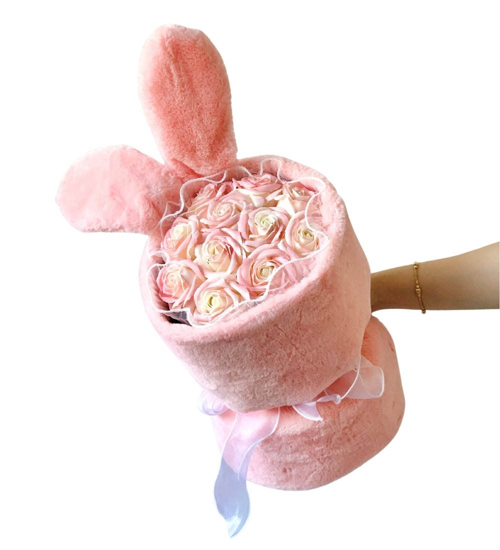 Bunny Hop - Soap Flower Bouquet - Peach Pink - Flower - Preserved Flowers & Fresh Flower Florist Gift Store