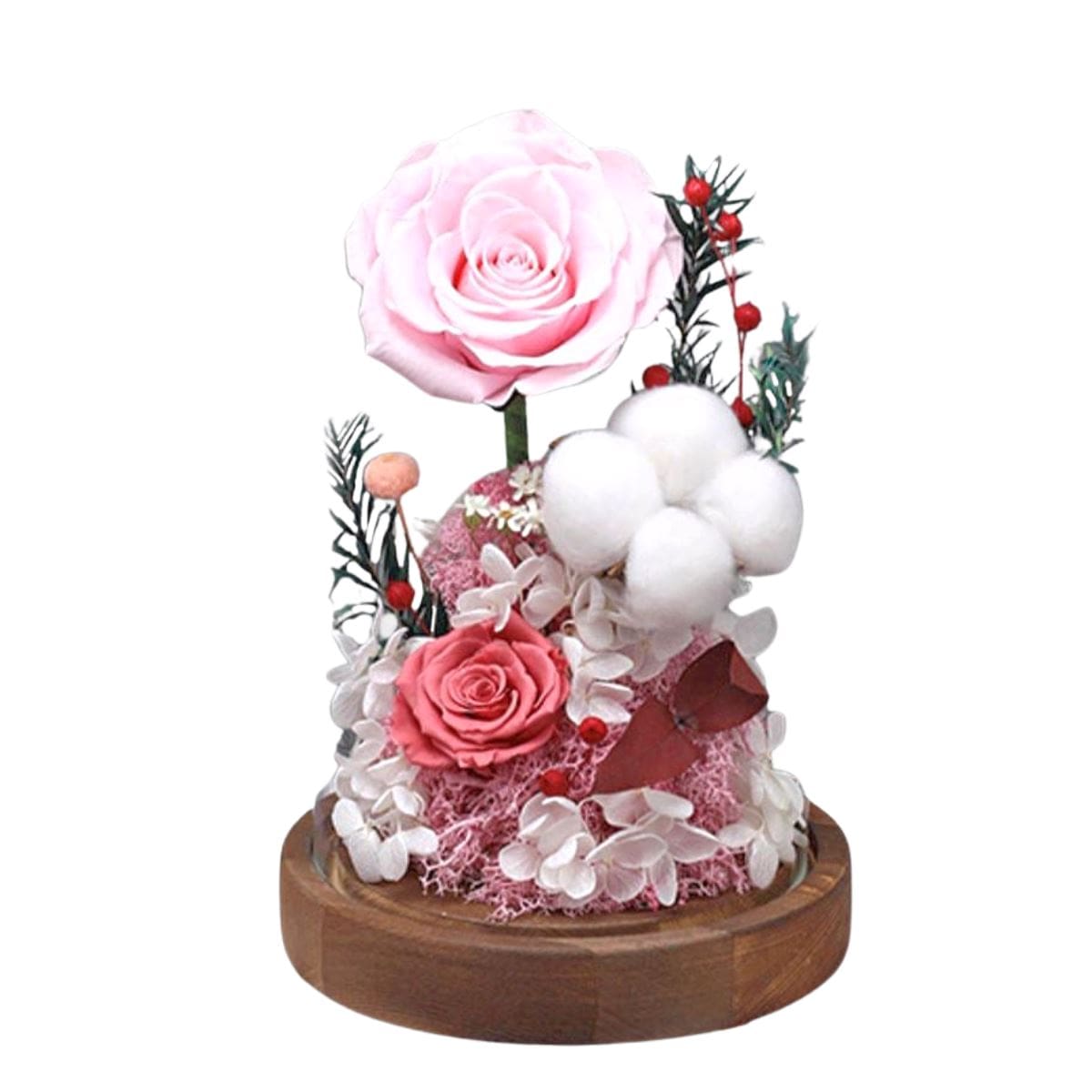 Hanata - Preserved Hydrangea/Rose Dome - Flowers - Pink はなた - Preserved Flowers & Fresh Flower Florist Gift Store