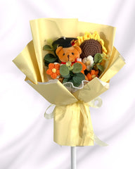 Kuma - Graduation Bear Crochet Flower Bouquet - Flower - Yellow - Preserved Flowers & Fresh Flower Florist Gift Store