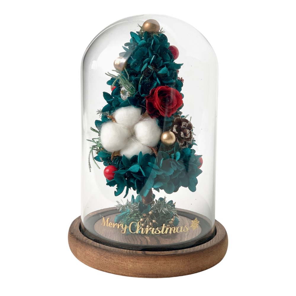 Kurisumasu - Merry Christmas Tree Preserved Dome - Flower - Green - Preserved Flowers & Fresh Flower Florist Gift Store