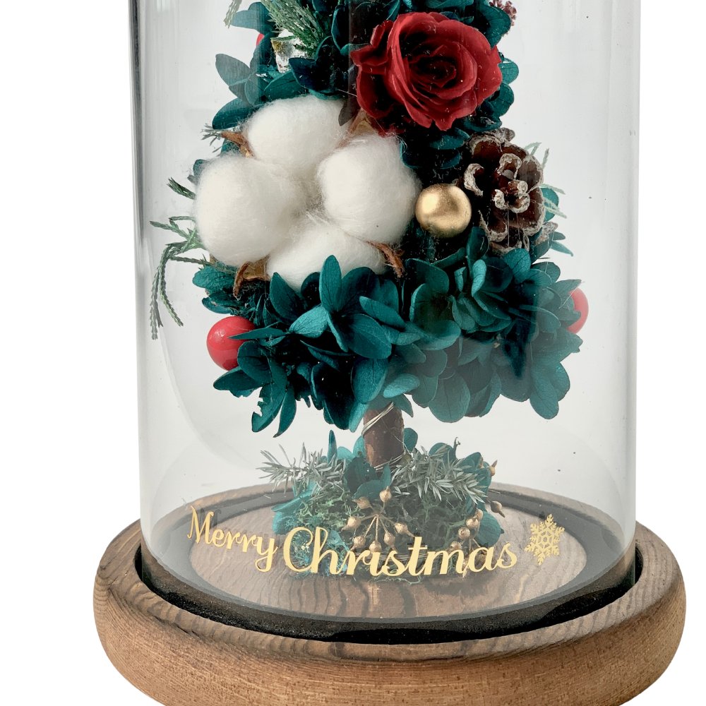 Kurisumasu - Merry Christmas Tree Preserved Dome - Flower - Green - Preserved Flowers & Fresh Flower Florist Gift Store