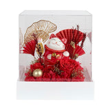 Maneki-Neko 招き猫 Flower Box, Red (Business Prosperity) - Flower - Preserved Flowers & Fresh Flower Florist Gift Store