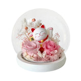 Maneki-Neko 招き猫 Fortune Cat (Good Fortune) - Flower - Pink 招き猫 - Preserved Flowers & Fresh Flower Florist Gift Store