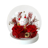 Maneki-Neko 招き猫 Fortune Cat (Good Fortune) - Flower - Red 招き猫 - Preserved Flowers & Fresh Flower Florist Gift Store